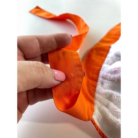 Vintage 1970s half apron, orange baking cooking terry cloth apron - Picture 9 of 9